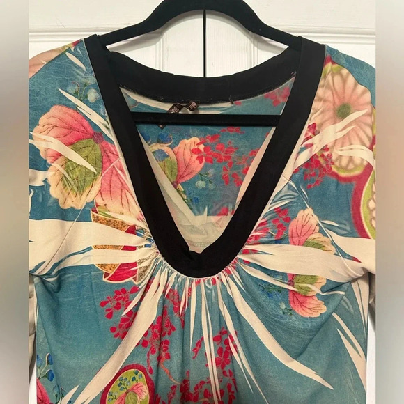 Mushka Sienna Rose Dress Womens XL Colorful Abstract Scoop Neck Long Sleeve USA - Picture 3 of 5